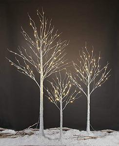lot 7667 image: LIGHTSHARE 4 feet 6 feet and 8 Feet Birch Tree,Warm White, for Home,Pack of 3, Festival, Party, and Christmas Decoration, Indoor and Outdoor Use