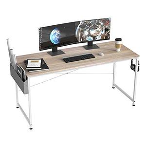 lot 7692 image: Computer Desk 55 Home Small Desk, Writing Desk Laptop Table with Storage Bag and Headphone Hook for Small Spaces, Simple Study Desks for Bedroom, Home, Office