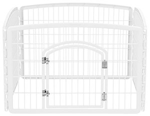 lot 7697 image: IRIS USA 4-Panel Pet Playpen with Door, Size 35.25L x 35.25W x 24H CI-604, White