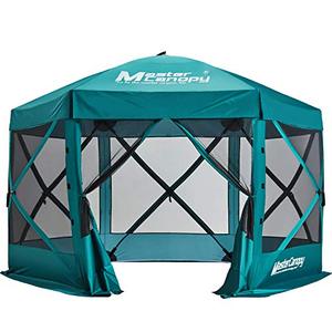 lot 7699 image: MASTERCANOPY Escape Shelter Screen House Outdoor Camping Tent for 6 Sides Canopy Shelter (140x140Forest Green)