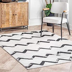 lot 7718 image: nuLOOM Zelda Zig-Zag Modern Area Rug, 4 x 6, Grey