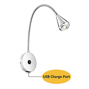 lot 7732 image: HomeFocus Wall Sconces,USB LED Bedside Reading Wall Lamp Light,Living Room Wall