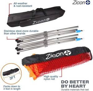 lot 7745 image: Portable Tennis Net, Stainless Steel Poles Badminton Net Set - Adjustable Height Nylon Net with , Carry Bag, for Kids Volleyball, Pickleball, Soccer, Indoor, Outdoor Court, Backyard, Beach, Driveway - broken zipper