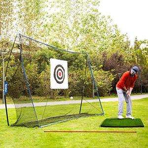 lot 7748 image: CalmMax Golf Net Bundle, 10x7ft Golf Hitting Net with Target, Turf Mat & Carry Bag, Golfing at Home Swing Training Aid, Practice Driving Indoor and Outdoor, Golf Training Set