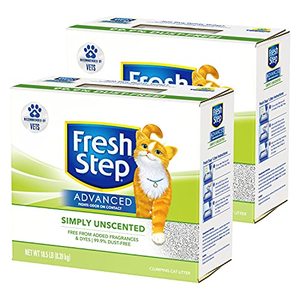lot 7768 image: Fresh Step Advanced Simply Unscented Clumping Cat Litter, Recommended by Vets, 37 lbs Total ( 2 Pack of 18.5 lb Boxes)