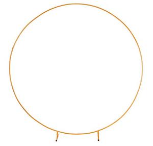 lot 7777 image: LANGXUN 9ft (2.8m) Large Size Golden Metal Round Balloon Arch kit Decoration, for Birthday Decoration, Wedding Decoration and Photo Background Decoration