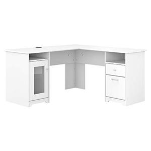 lot 7787 image: Bush Furniture Cabot 60W L Shaped Computer Desk, White