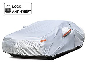 lot 7800 image: Kayme Car Cover Waterproof All Weather with Lock and Zipper, Sun Uv Rain Protection Outdoor, Fit Sedan (Up to 175 Inch) H1