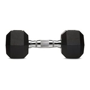 lot 7802 image: Amazon Basics Rubber Encased Hex Dumbbell Weight - 13.8 x 6.2 x 5 Inches, 35 Pounds, Pack of 1