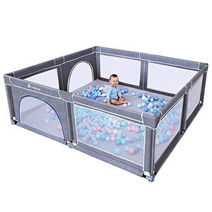 lot 7809 image: TODALE Playpens for Babies, Baby Playpen for Toddler, Extra Large Baby Playard, Infant Safety Activity Center, Sturdy Playpen with Anti-Slip Base, Tear-Resistant Material &ampMesh (Grey 7970)