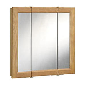 lot 8119 image: Design House 530584 Richland Tri-View Medicine Cabinet Mirror 48, Nutmeg Oak