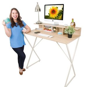 lot 8120 image: Joy Desk by Stand Steady - Modern Home Office Standing Desk Workstation w Storage Cubbies - 47.5 x 41.5