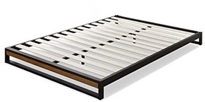 lot 8121 image: ZINUS Suzanne Metal & Wood Platform Bed Frame - Solid Wood & Steel Construction - No Box Spring Needed - Wood Slat Support - Chestnut Brown, Queen Size