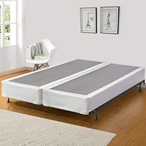 lot 8126 image: Continental Sleep Fully Assembled - 8 Split Wood Traditional BoxspringFoundation, Queen, WhiteGrey