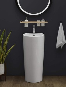 lot 8128 image: Swiss Madison Well Made Forever - SM-PS307 - Monaco Pedestal Sink - Glossy White