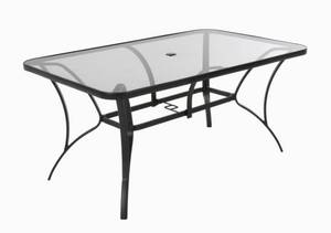 lot 8129 image: Cosco Outdoor Living 88646GLGE Paloma Patio Tempered Glass Top Dining Table wUmbrella Hole - Gray