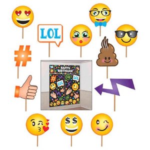 lot 2239 image: Emoji LOL Wall Poster Decorating Kit w Photo Props (17pc)