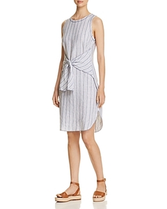 lot 20009 image: Three Dots Womens Linen Tie-Front Casual Dress Blue S