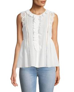 lot 20011 image: Eyelet-Trimmed Button-Front Tank Blouse