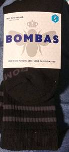 lot 20023 image: Bombas Bee Better Crew Socks Black & Gray Size Small Womens 4-7.5 Kids 9-4