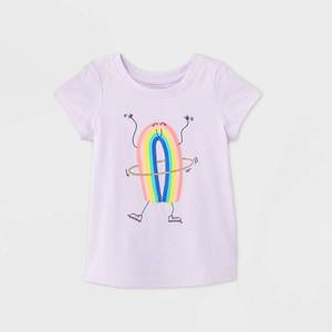 lot 20028 image: Toddler Girls Short Sleeve Rainbow Hula Hoop Graphic T-Shirt - Cat & Jack Purple 3T