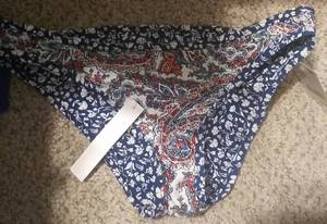 lot 20039 image: Bar Iii Lucky Brand Orange Blue String Bikini Bottom Size Small