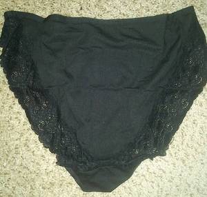 lot 20051 image: Arabella Womens Smooth Cotton High Leg Lace Detail Brief Panty,3 Pack,black,s