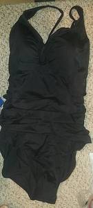 lot 20055 image: Coastal Blue Womens Swimwear Black Usa Large L Cross Back One-piece $39