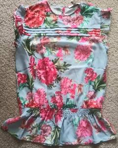 lot 20042 image: Ella Moon Womens Size Medium Sleeveless Ruffle Shoulder Waist Top Floral (i-23