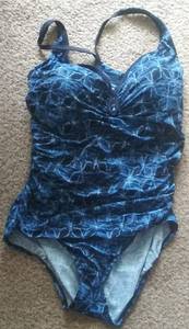 lot 20012 image: Coastal Blue Womens Control Lace Up Back One Piece, Plus Size 1xl (16w-18w)
