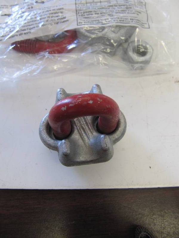 lot 1833 image: 2 NEW Crosby 1010097 38 (9-10MM) forged wire rope clip galvanized