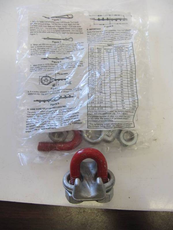 lot 1834 image: 2 NEW Crosby 1010097 38 (9-10MM) forged wire rope clip galvanized