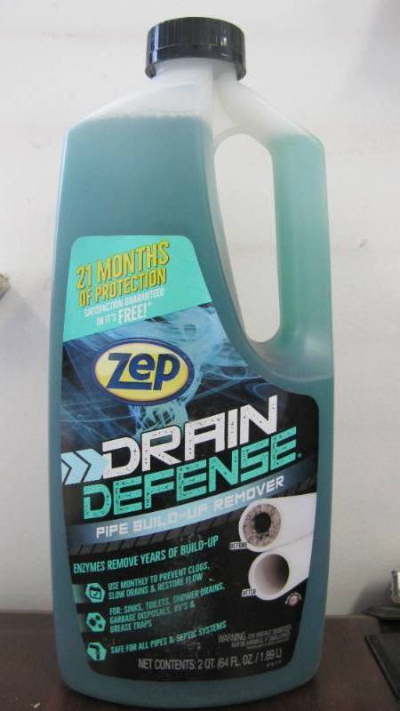lot 6122 image: NEW  64 OZ. ZEP DRAIN DEFENSE PIPE BUILD UP REMOVER