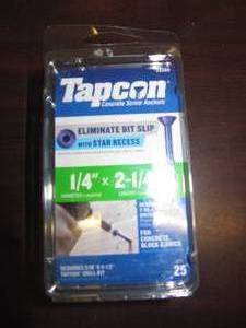 lot 1922 image: NEW TAPCON  14 X 214 CONCRETE SCREW ANCHOR  25 CT.
