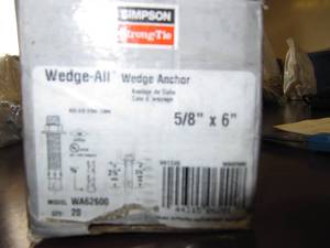 lot 1920 image: SIMPSON STRONG TIE 6 PCS. EA. OF   516  WEDGE ANCHOR, WASHERS AND NUTS