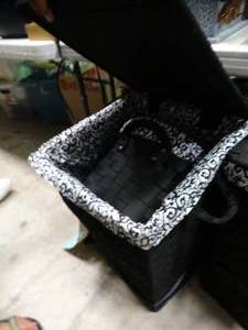 lot 23074 image: Black Fabric Lined Clothing Hamper & Basket Set - New