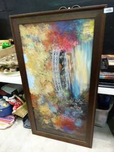 lot 23020 image: Colorful Artwork of Bridge and Trees