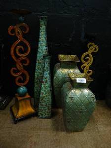 lot 23035 image: Variety of Unique Turquoise Decorative Vases Lot
