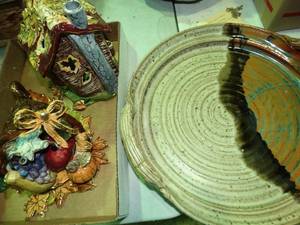 lot 23182 image: Fall Candle Light Accessories & Large Pottery Serving Platter