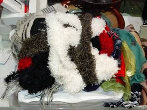 lot 23192 image: Lot of Assorted Fabrics, Hanging Organizer, Etc