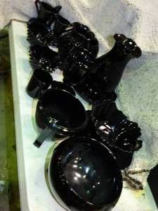 lot 23186 image: Interesting  Odd Black Glass Dinnerware