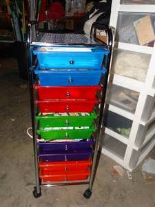 lot 23199 image: Multi-Colored 10-Drawer Organizer with Crafting Supplies