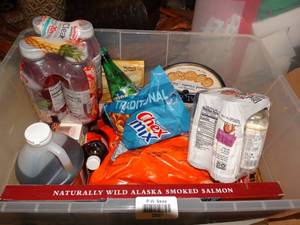 lot 23237 image: Lot of food pantry products - joint juice - salmon - snacks