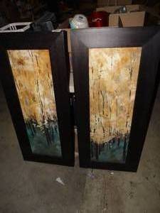 lot 23357 image: Pair of large framed wall decor - heavy