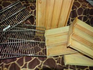 lot 23233 image: Tiered Metal and Wood Shelf Storage