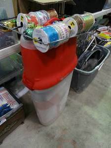 lot 23236 image: Lot of Christmas Wrapping Supplies in Plastic Storage Container