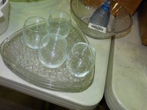 lot 23348 image: Old Clear Glass Cups & Platters & Misc