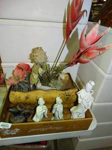 lot 23356 image: Asian Figurines - Vase and Faux Plant