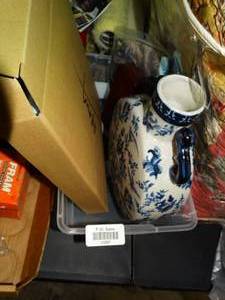lot 23387 image: Michael Aram Picture Frame, Hand-Painted Blue and White Vase and Etc