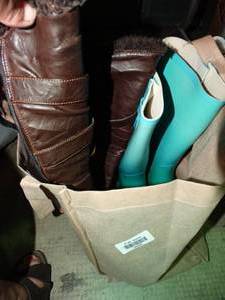 lot 23425 image: Pair of Size 8M Rain Boots and Pair of Womens Brown Boots